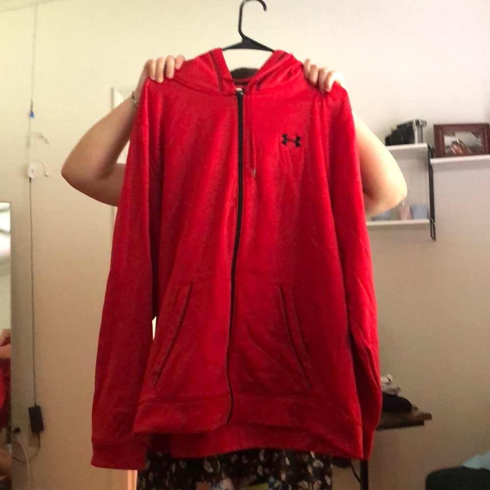 red under armor zip up jacket. size XL